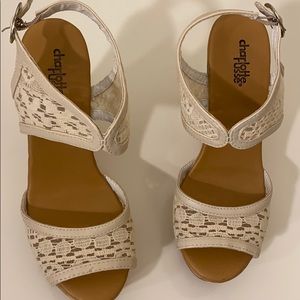 Lace wedge sandal
